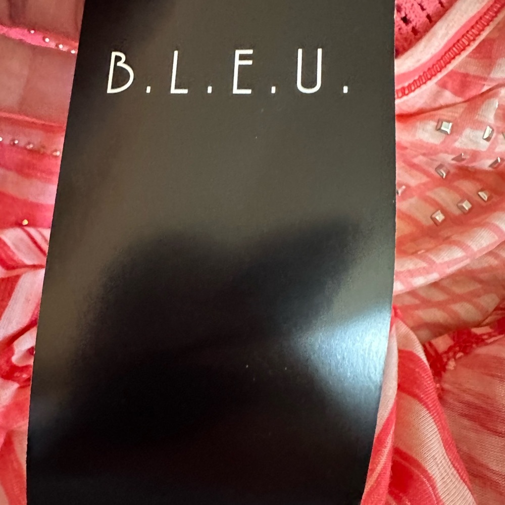 B.L.E.U. Patterned Knit-back Swing Oversized Tank Top‎ Size L Pink/Coral - Picture 6 of 8